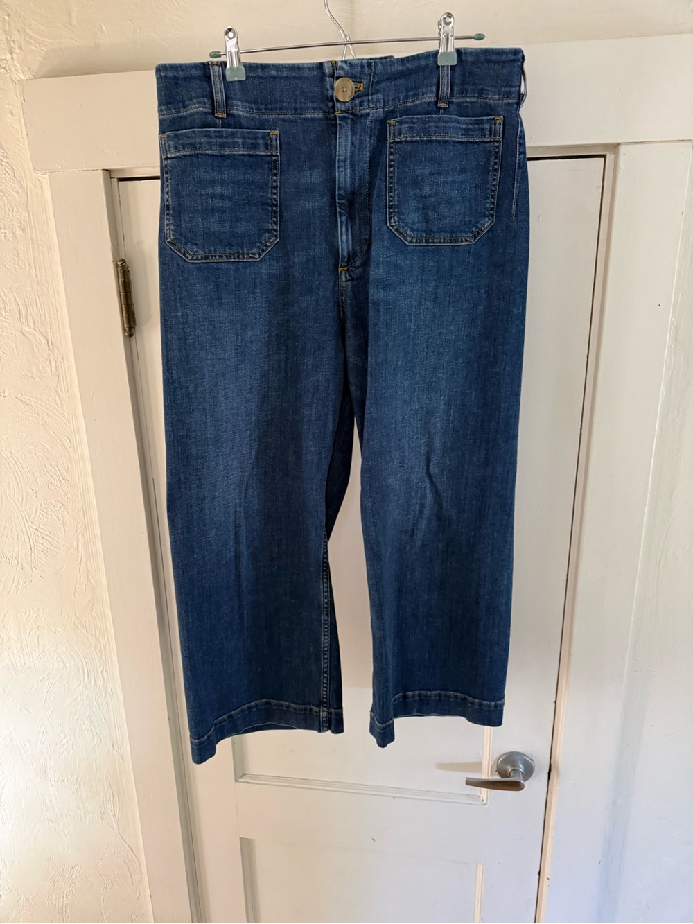 Maeve High-Rise Relaxed Straight-Leg Jeans in Dark Blue